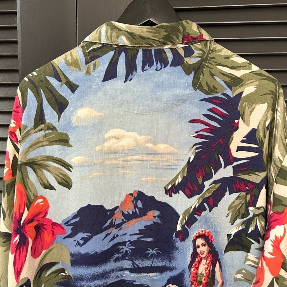 Nautica Men’s Hawaiian Linen Rayon Blend Casual Button Down Shirt, Size Large - Picture 10 of 13